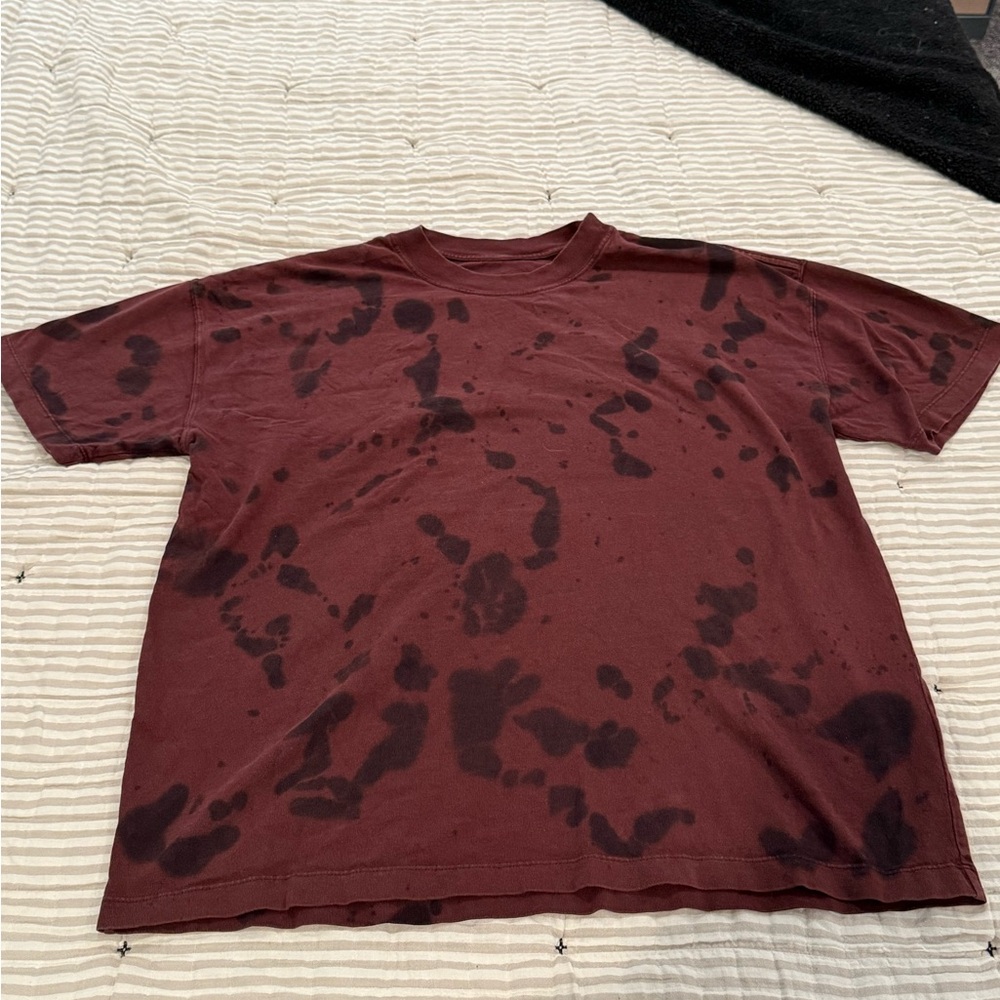 All Saints Burgundy and Black Short Sleeve Tee